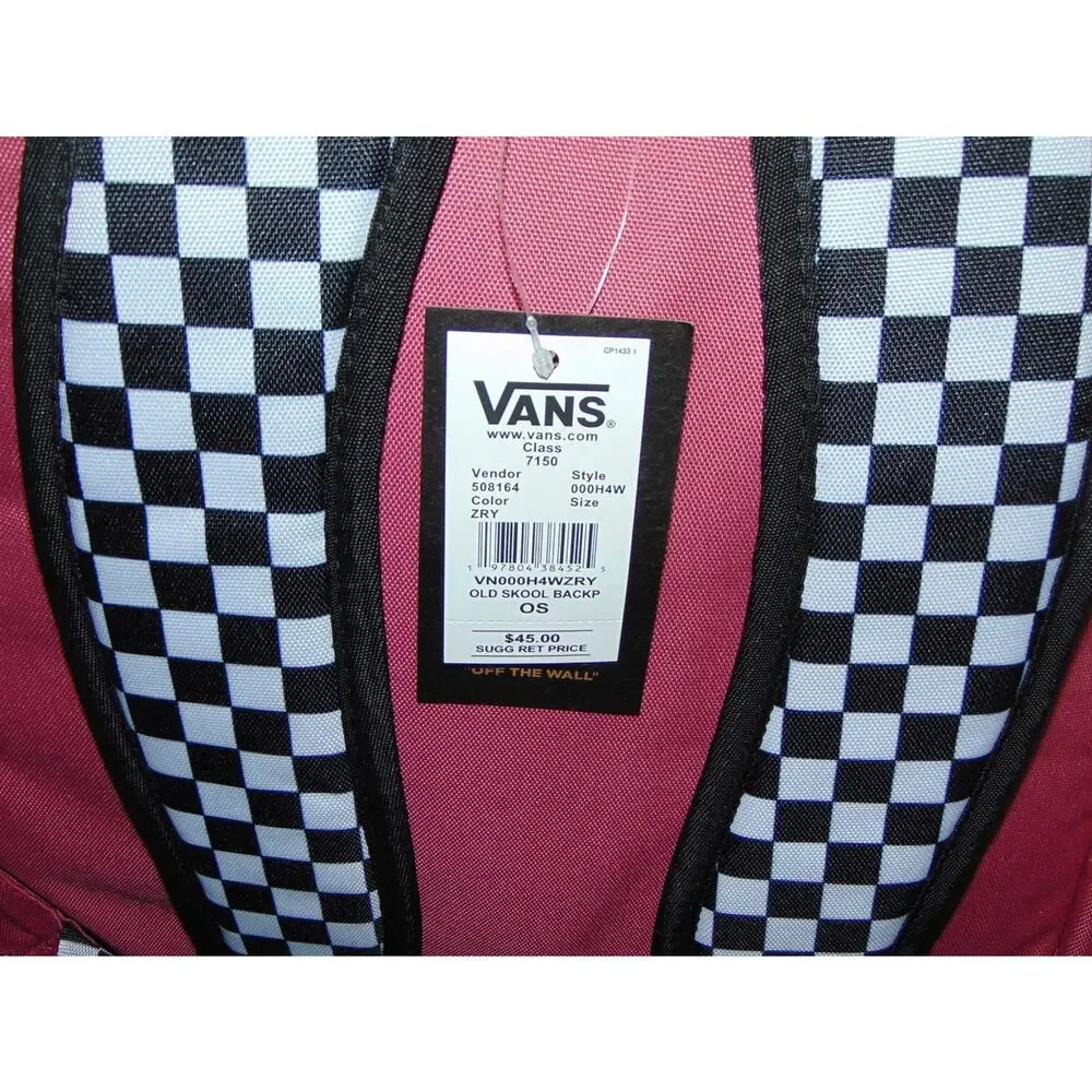 Vans Old Skool Backpack Mauvewood Pink Black White Checkerboard Straps Bag NWT